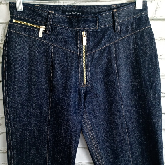 NWOT PINK TARTAN Womens Dark Flare Jeans Size 4 - Picture 3 of 10